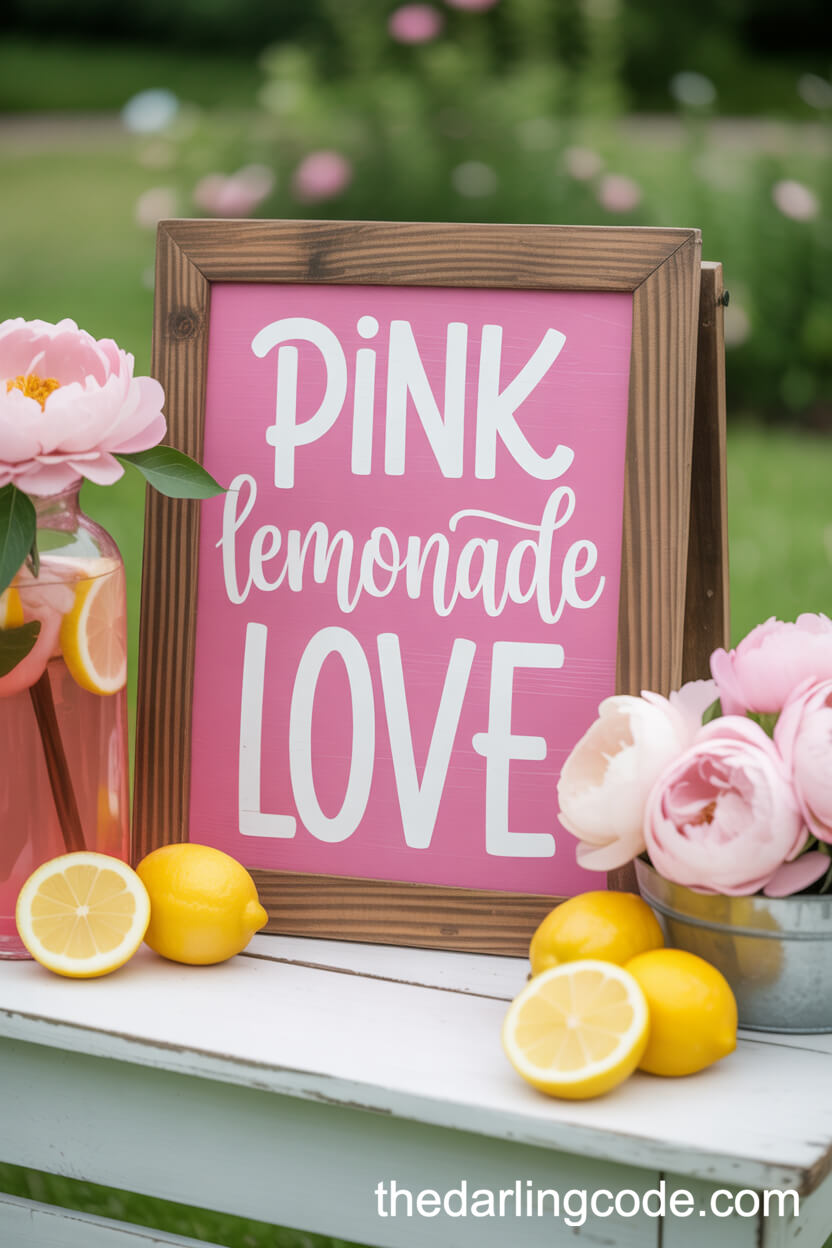 Charming Rustic Lemonade Bar With Blush Accents