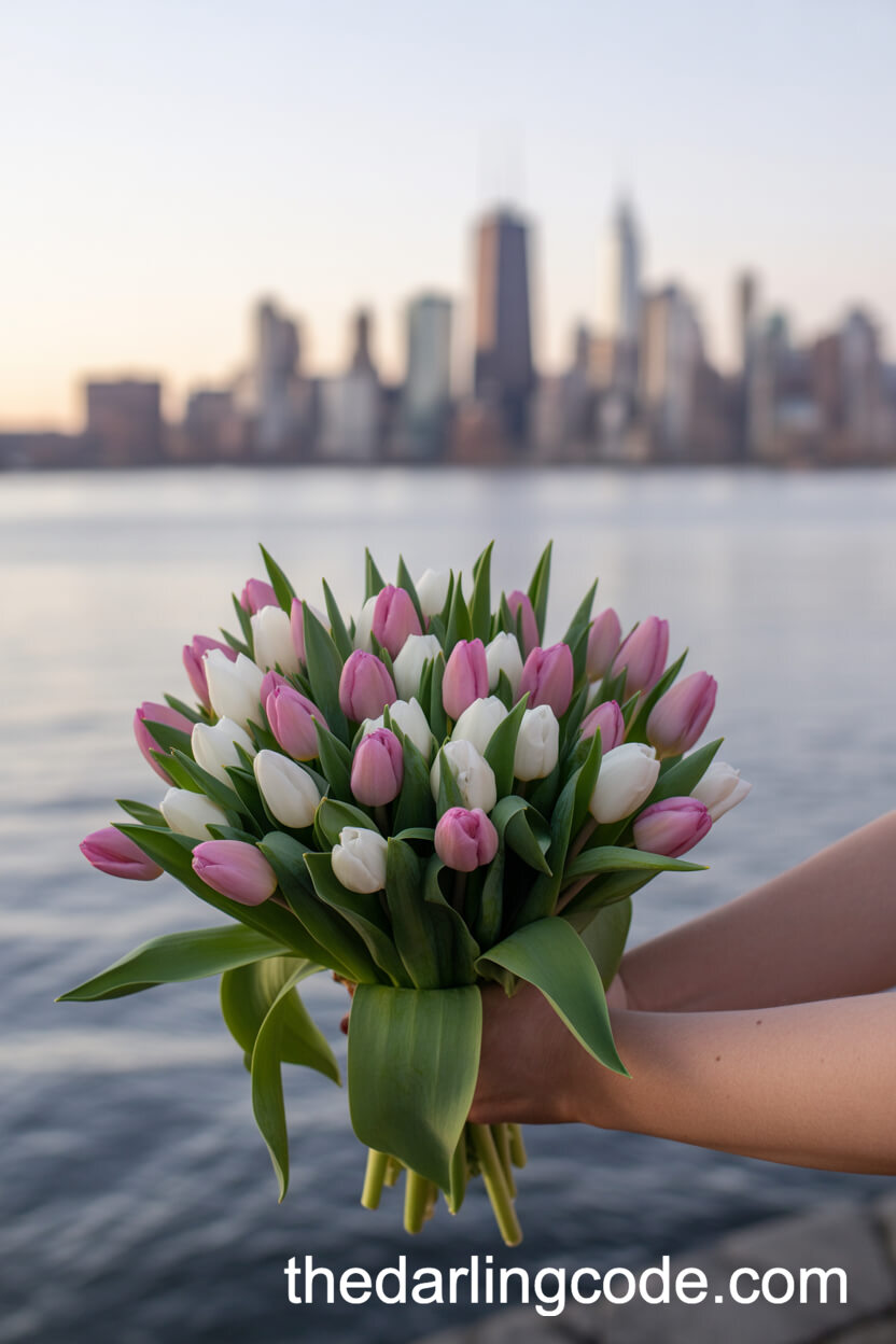 Pink And White Tulip Bridal Bouquet