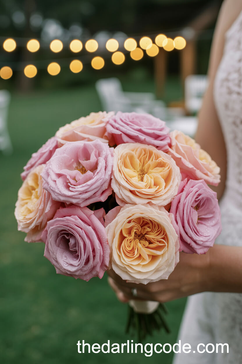 Casual Pink And Peach Rose Mix Bouquet