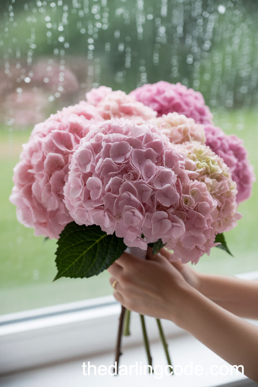 Voluminous Pink Hydrangea Bridal Bouquet