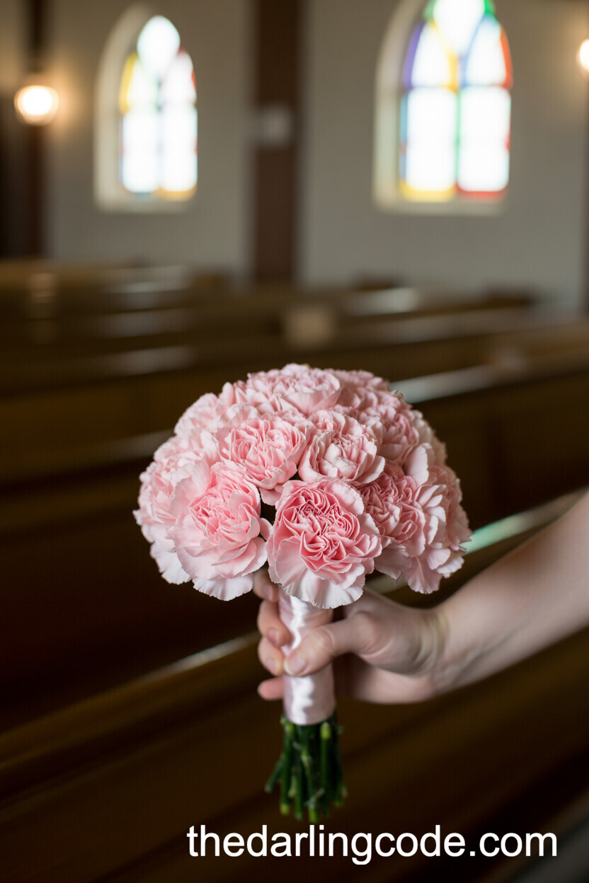 Tightly Clustered Pink Carnation Bouquet