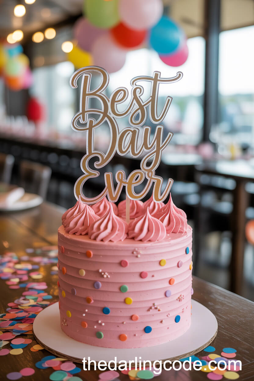 Whimsical Pink Buttercream Sprinkle Cake