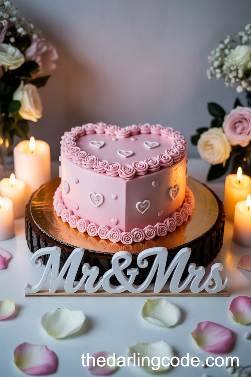 Heart-Shaped Pastel Pink Fondant Cake