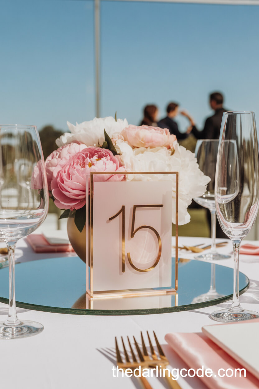 Pink And Gold Geometric Acrylic Table Numbers