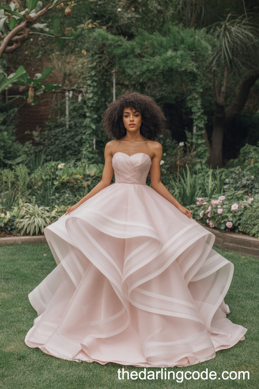 Strapless Fairytale Light Pink Organza Wedding Dress