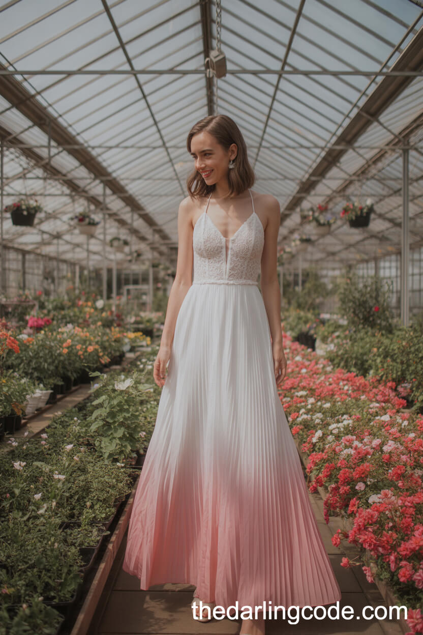 Wedding Dress With Chic Pink Ombre Skirt