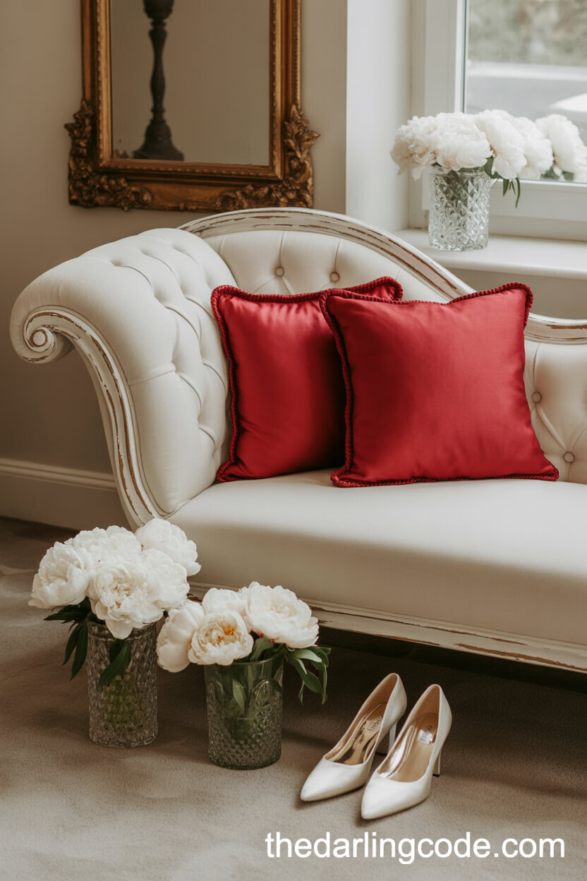 Romantic Red And White Decorated Bridal Suite