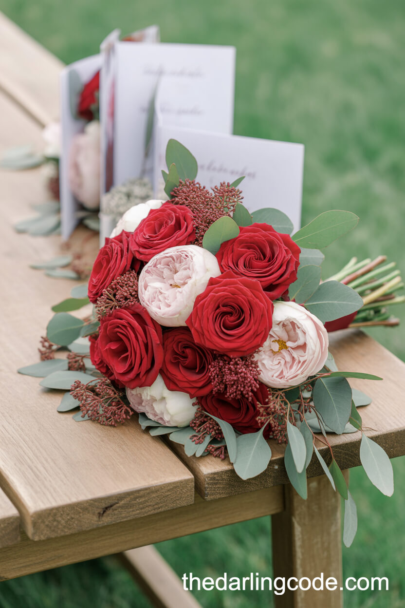 Extravagant Red Velvet Rose Bridal Bouquet
