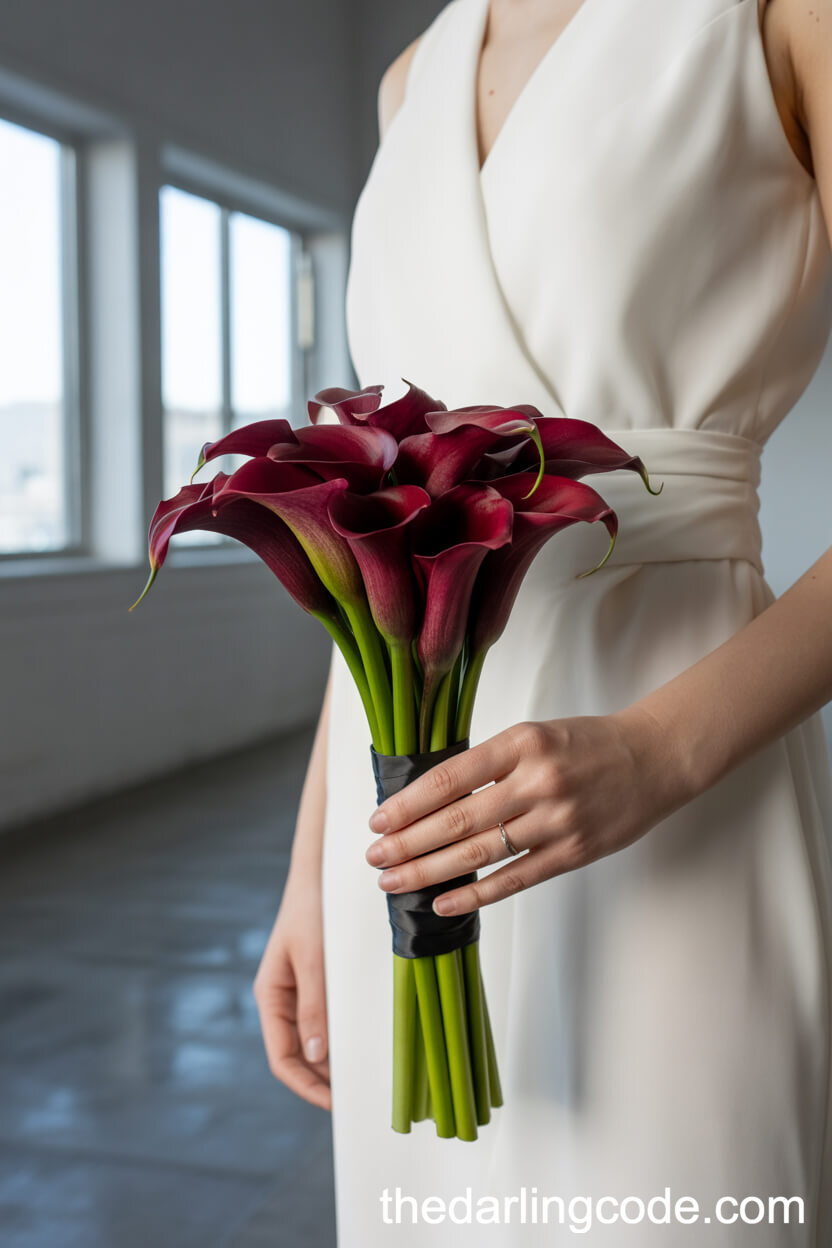 Sleek Red Calla Lily Minimalist Bouquet