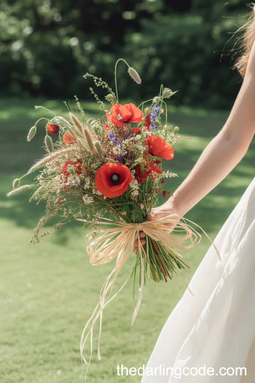 Cheerful Red Poppy Wildflower Summer Bouquet