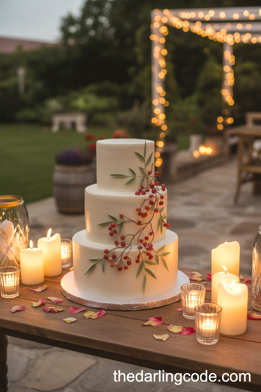 Red Velvet Wedding Cake With Buttercream And Fresh Roses