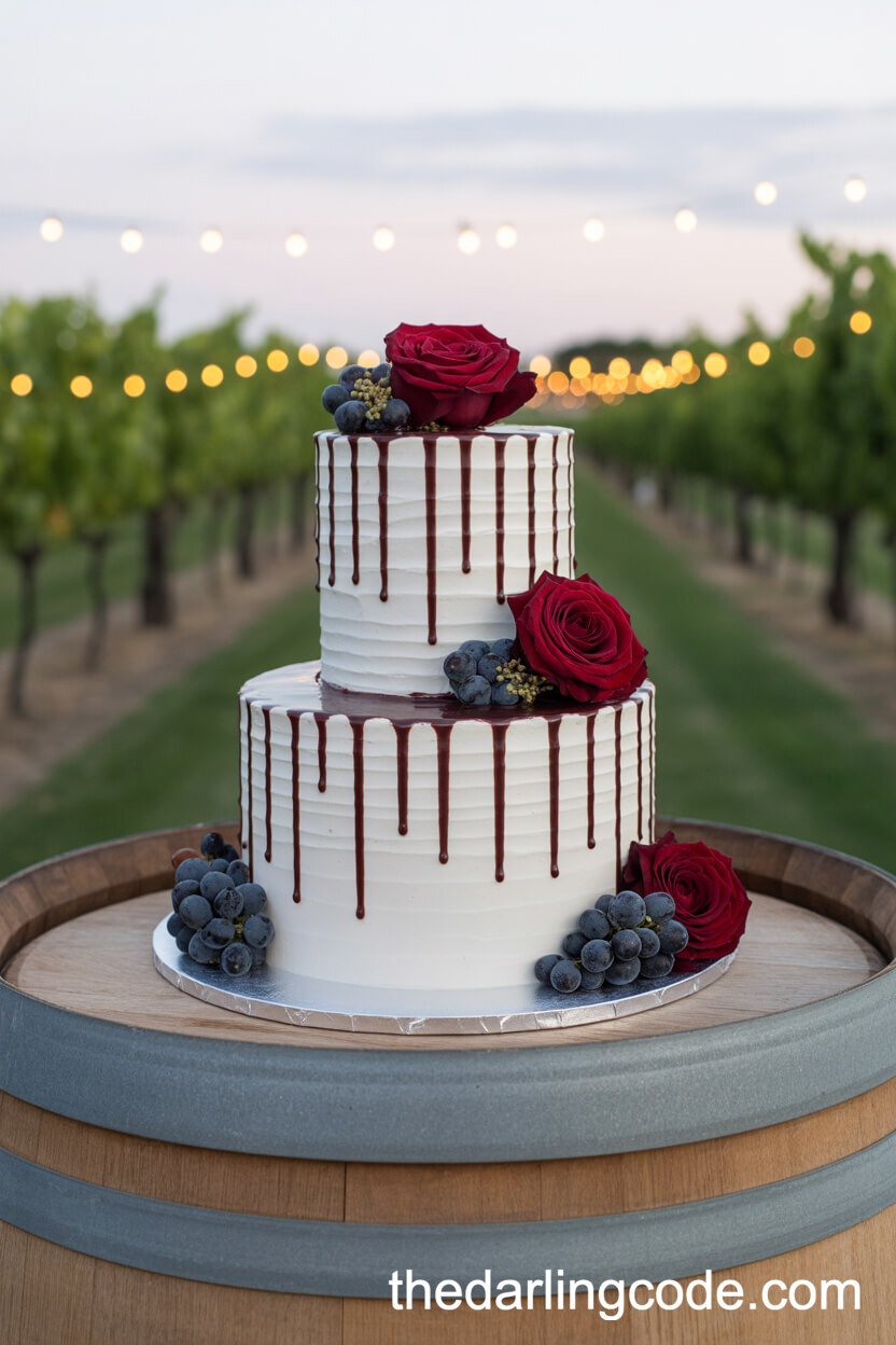 Five-Tier Scarlet Marzipan Wedding Cake With Pearl Accents