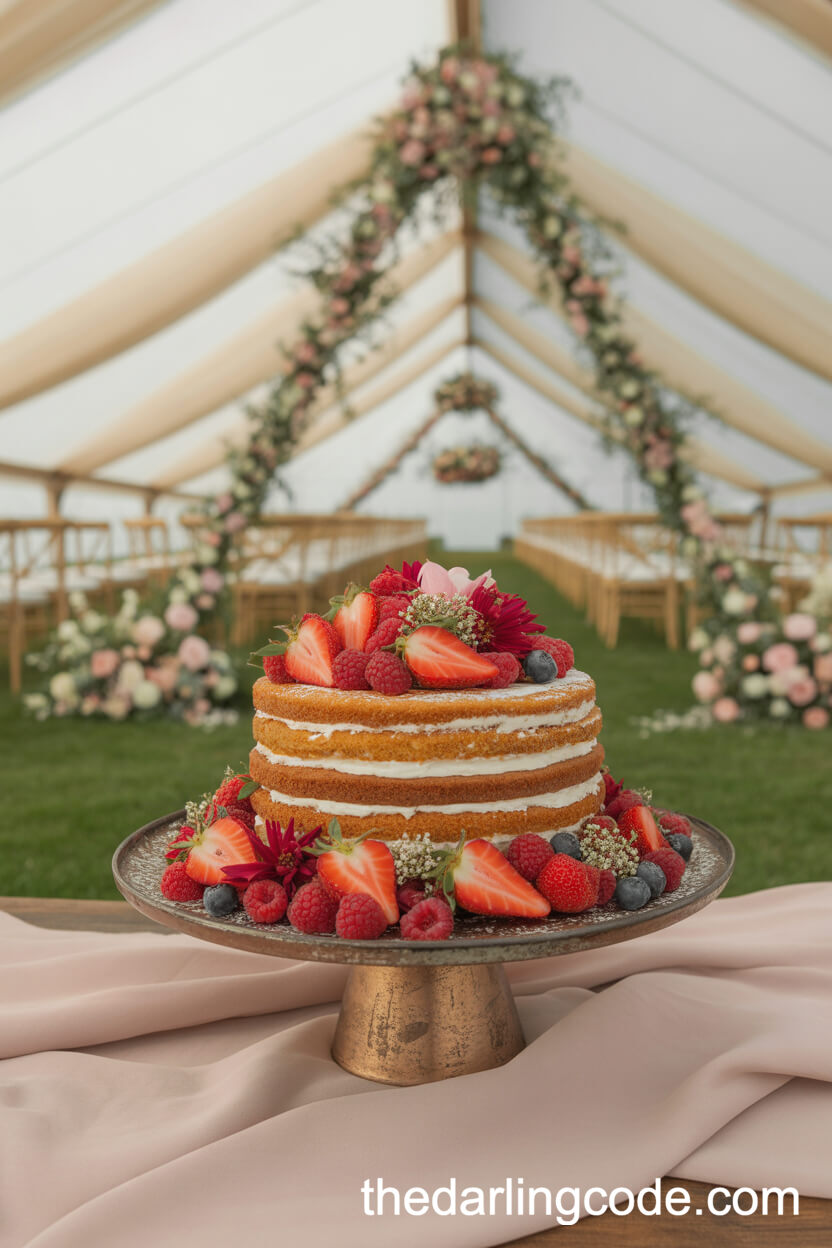 White Wedding Cake With Large Red Sugar Peony