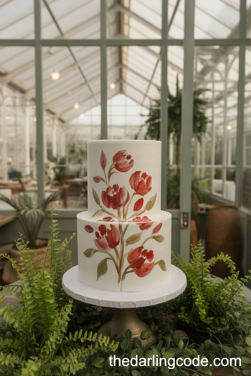 Red Velvet Cake With Hand-Piped White Buttercream Plaid