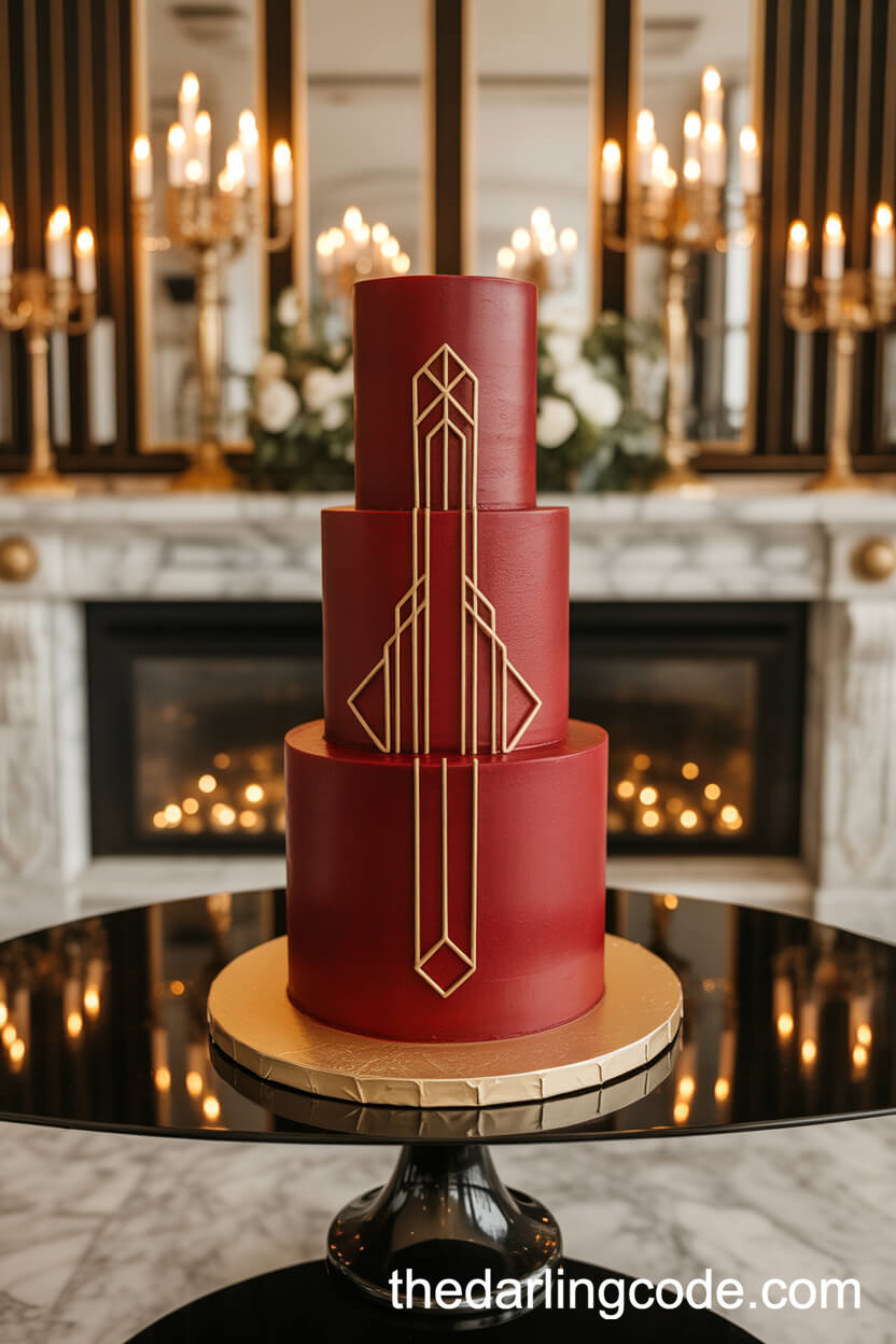White Two-Tier Wedding Cake With Edible Red Tulips