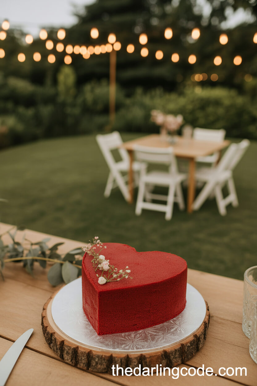 Hand-Painted Bright Red Boho Wedding Cake