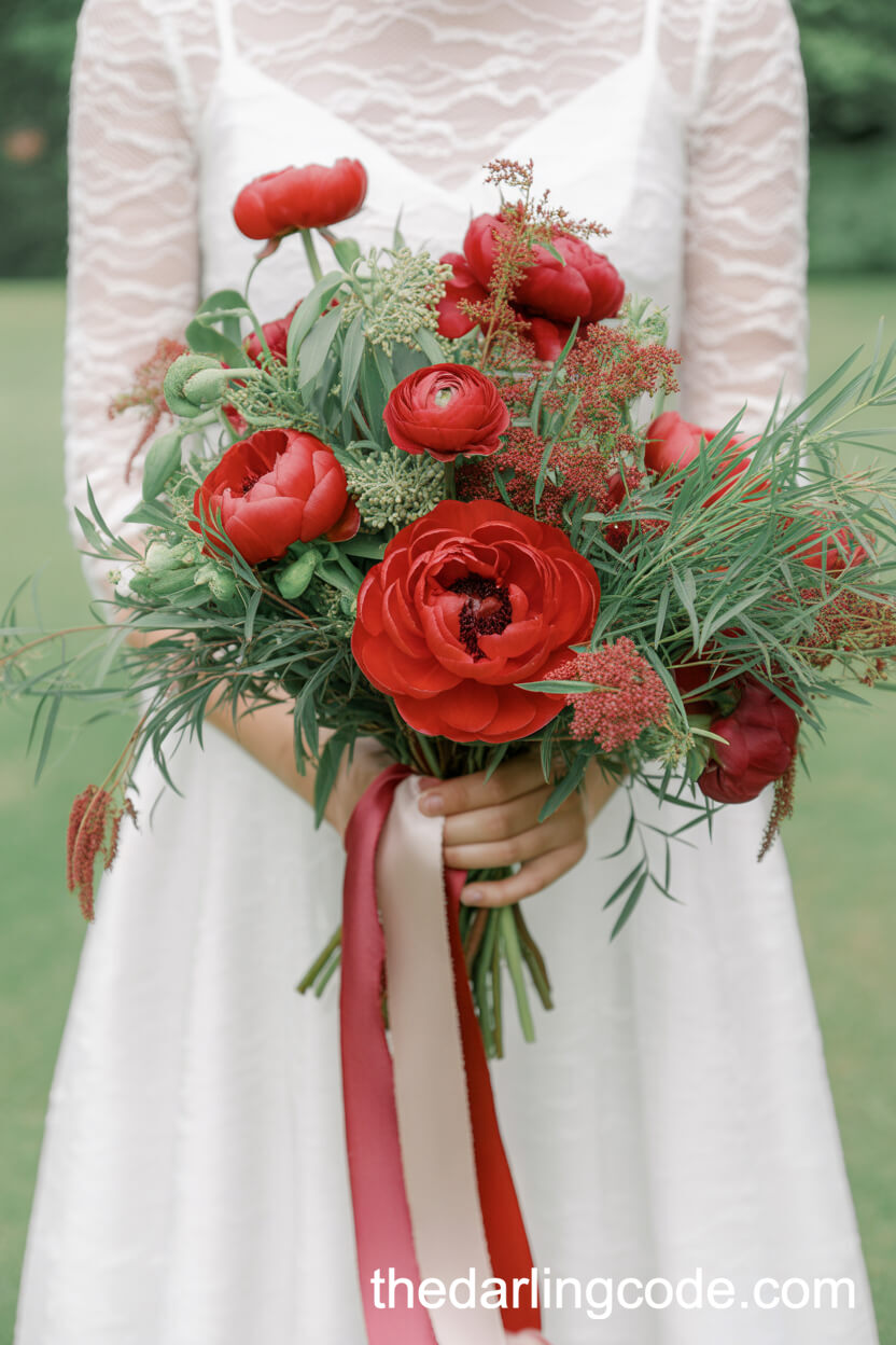Red Peony Bridal Bouquet
