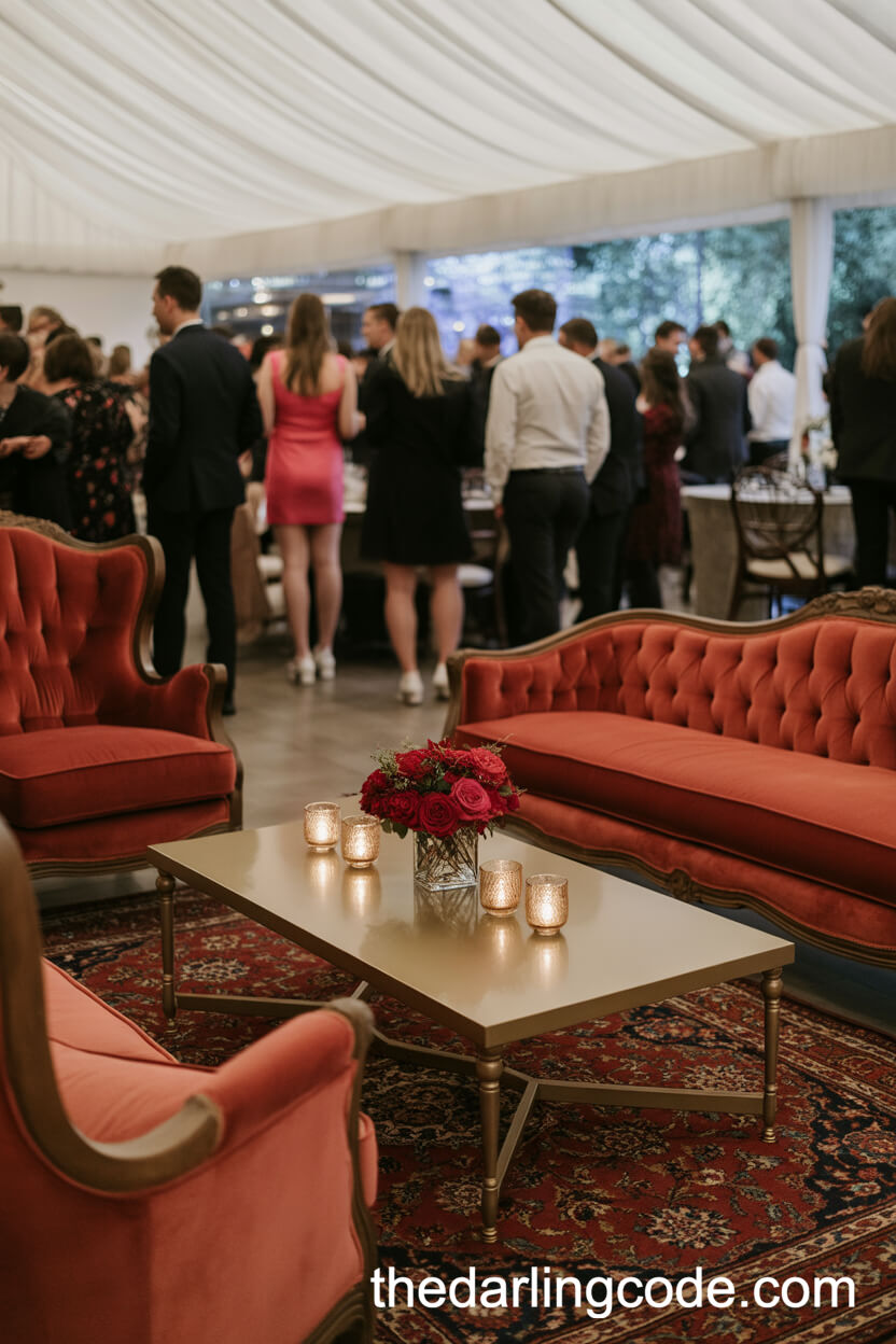 Cozy Red Velvet Wedding Lounge