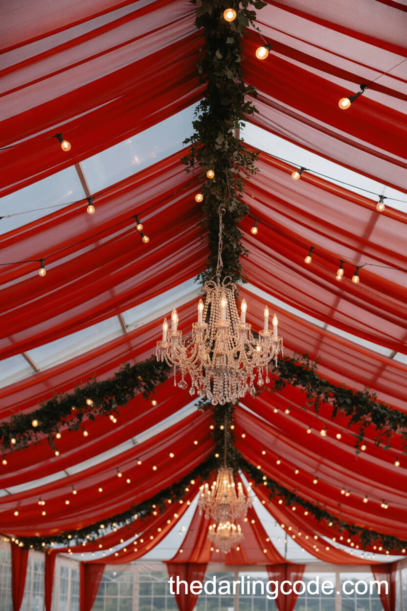 Reception Tent With Red Drapery