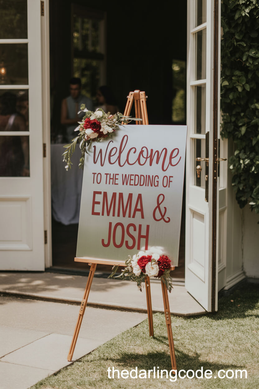 Elegant Red Welcome Sign