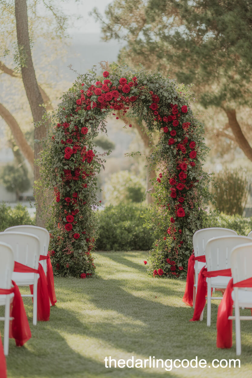 Romantic Red Rose Ceremony Arch