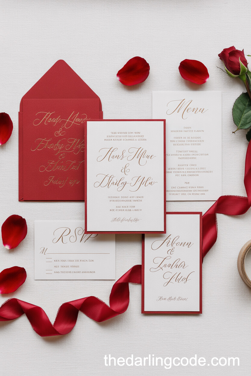 Red-Themed Wedding Invitation Suite