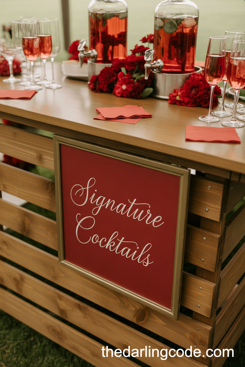 Garden Bar With Red Signature Cocktails
