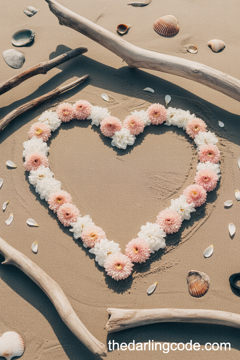 Heart-Shaped Petal Arrangement For A Show-Stopping Aisle Feature
