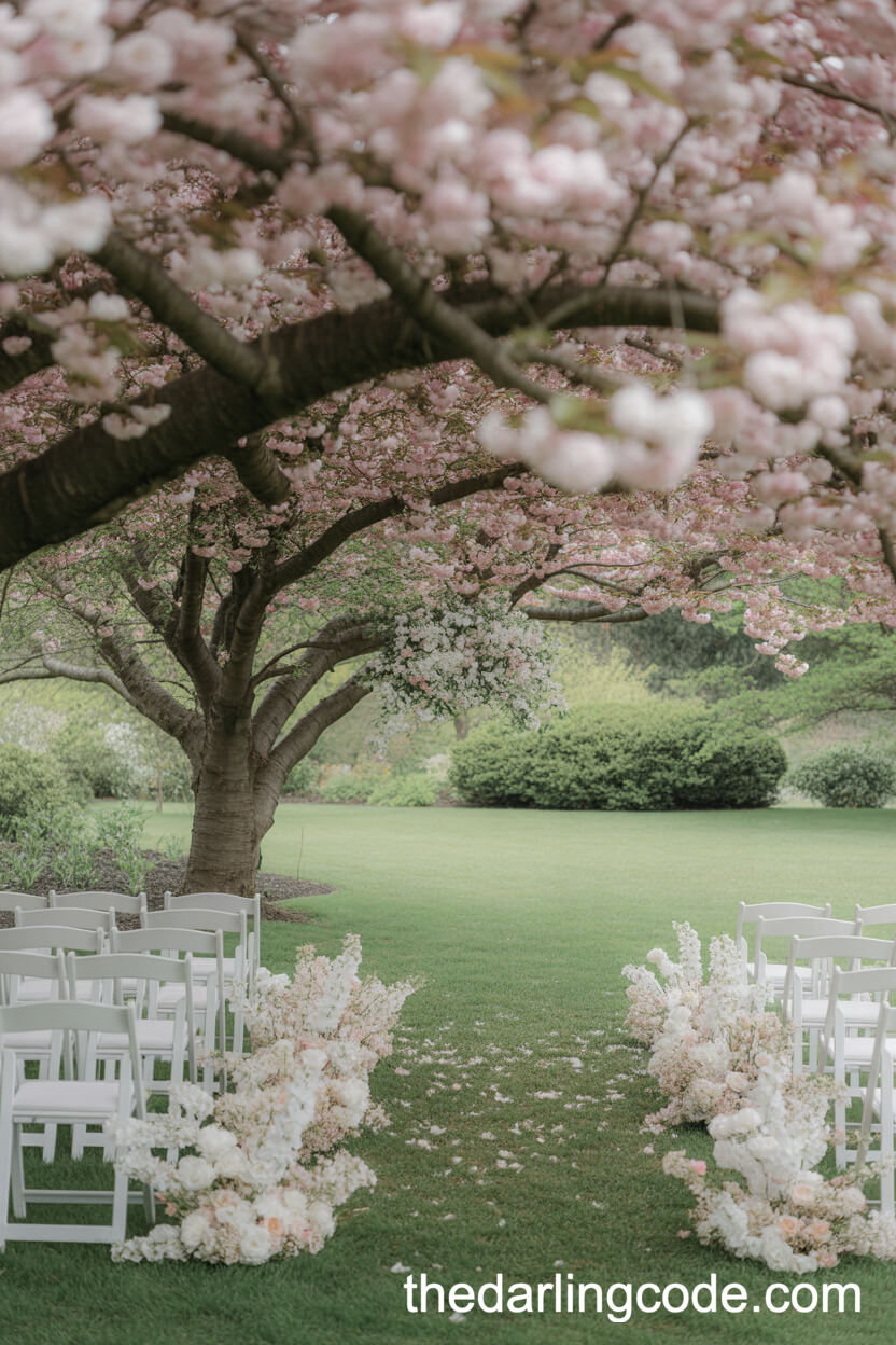 Cherry Blossom Outdoor Ceremony Idea