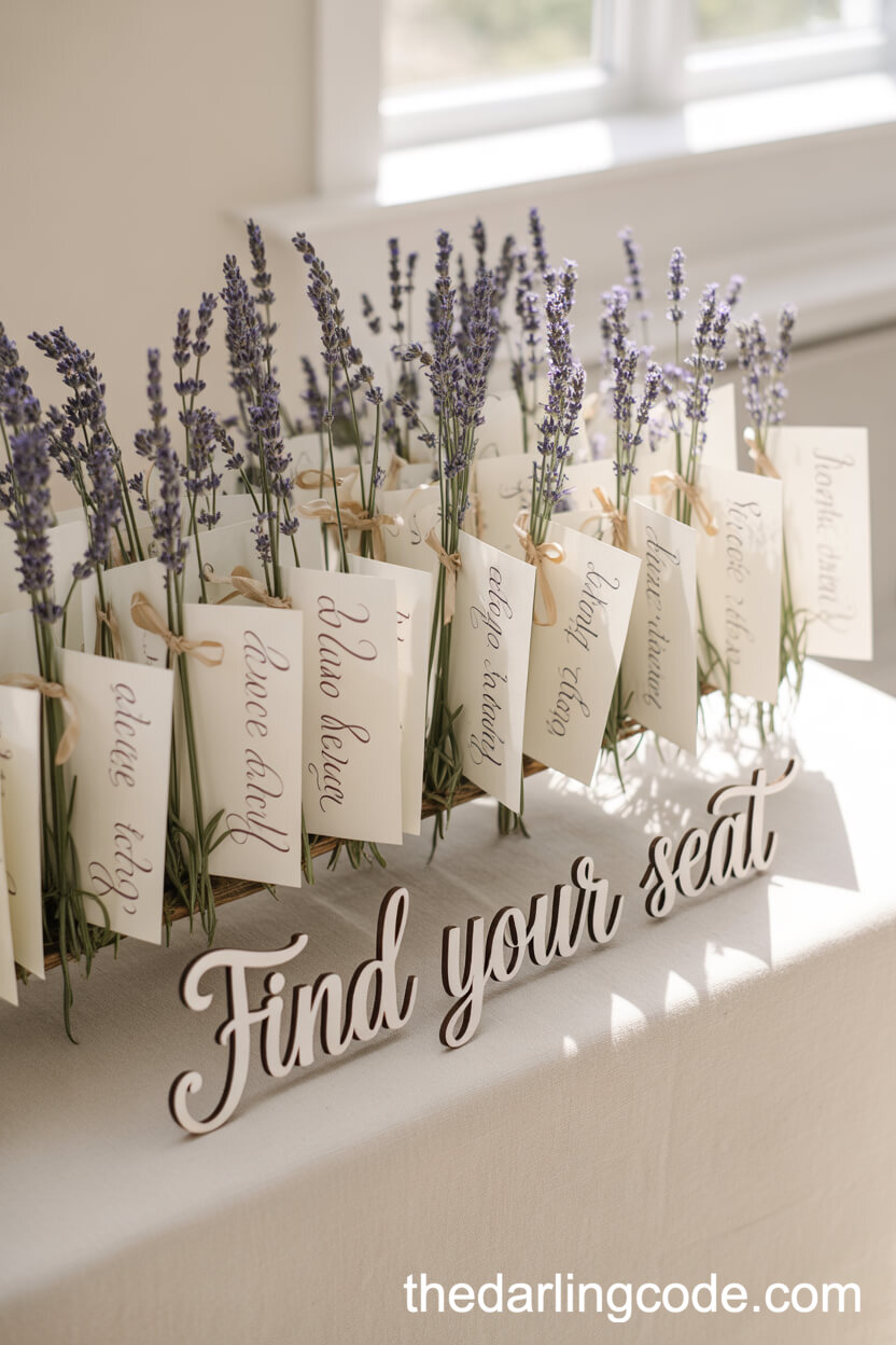 Lavender Escort Card Table For Guest Seating