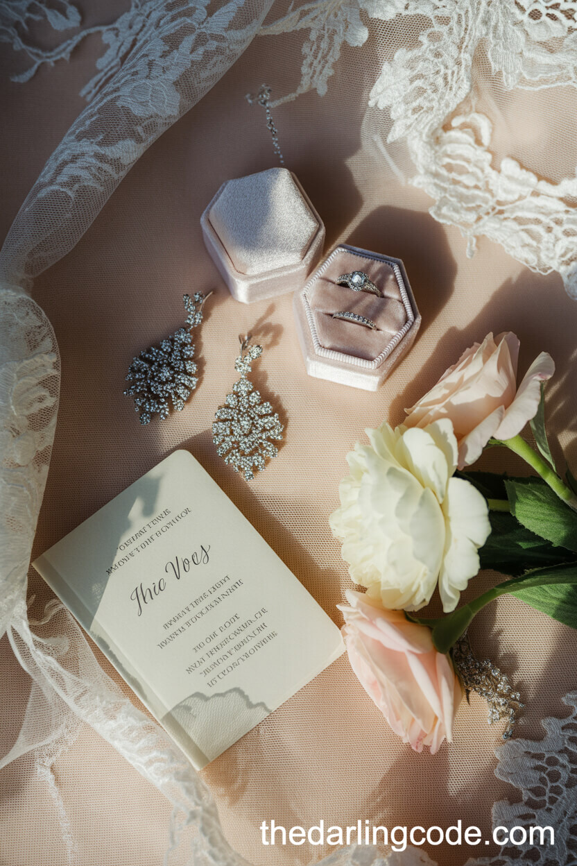 Bridal Accessories Flat Lay On Lace