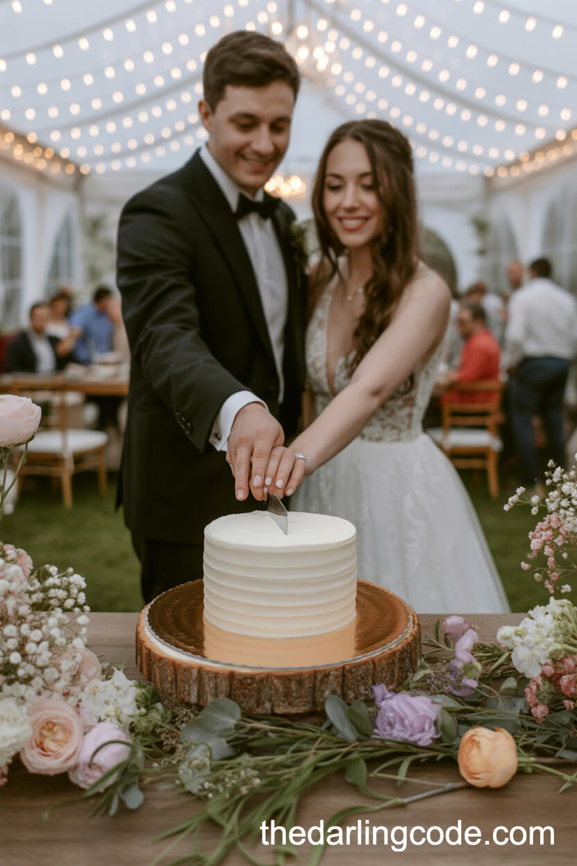 Elegant Spring Cake Cutting At The Reception