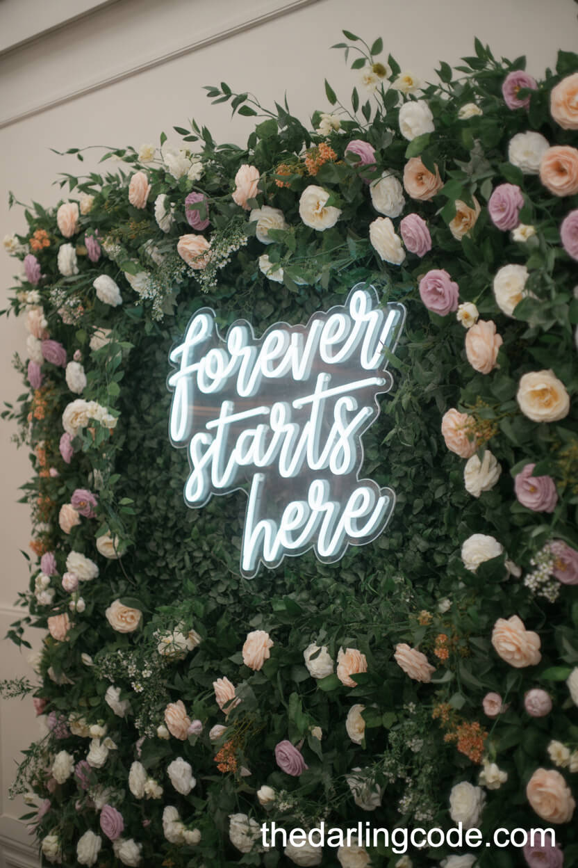 Floral Photo Backdrop Wall For Wedding Guests