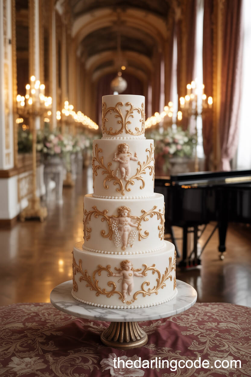 Baroque Gold And Cherub-Decorated Velvet Table Cake