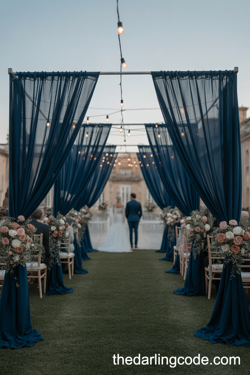 Navy Blue And Dusty Rose Historic Estate Wedding Colors