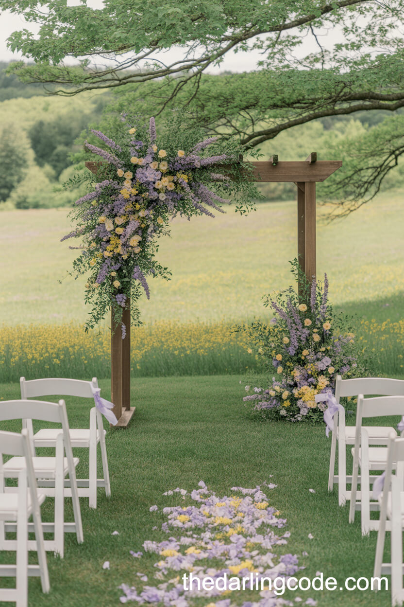 Lavender And Yellow Countryside Spring Wedding Colors