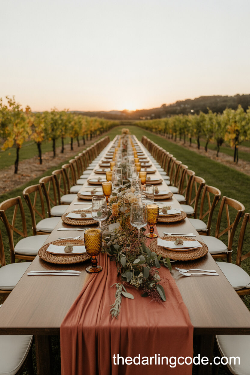 Terracotta And Olive Green Autumn Vineyard Wedding Colors