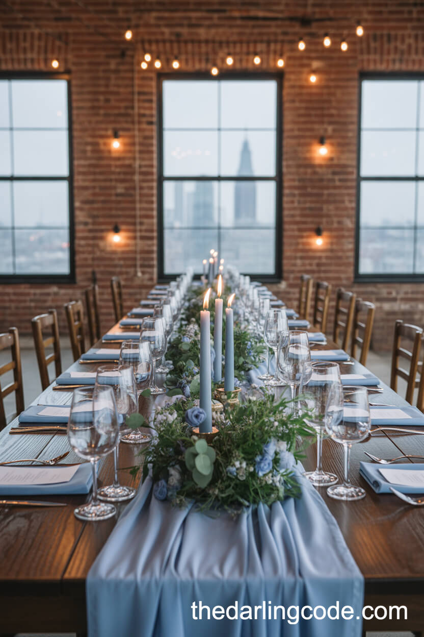 Periwinkle And Slate Blue Modern Loft Wedding Colors