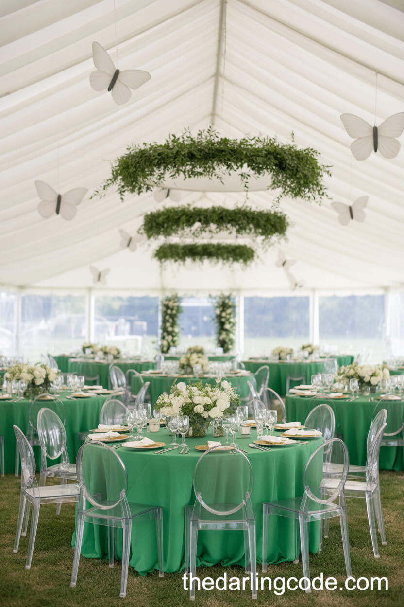 Kelly Green And White Bright Spring Tent Wedding Colors