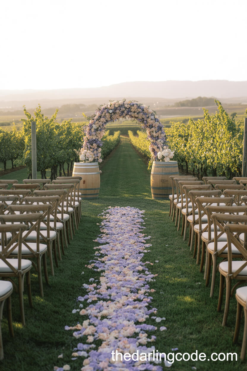 Champagne And Lavender Golden Hour Vineyard Wedding Colors