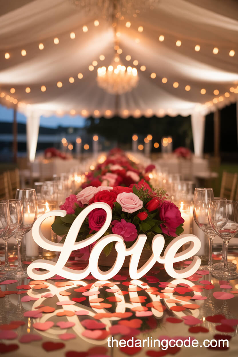 Red And Pink Tented Evening Wedding Colors