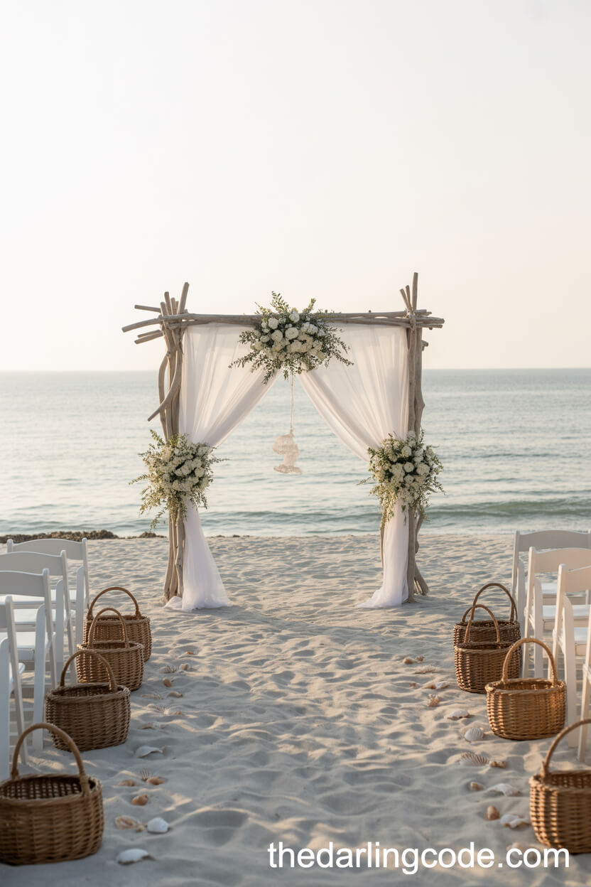 Seaside Driftwood Arch With Beach Elements