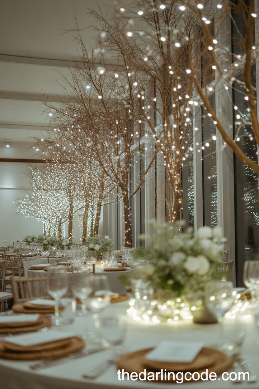 Enchanted Winter Trees Adorned With Fairy Lights