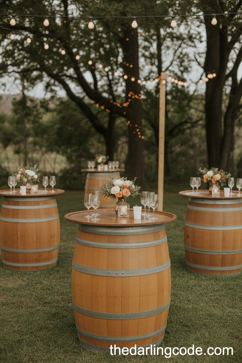 Wine Barrel Tables For Outdoor Cocktail Hour