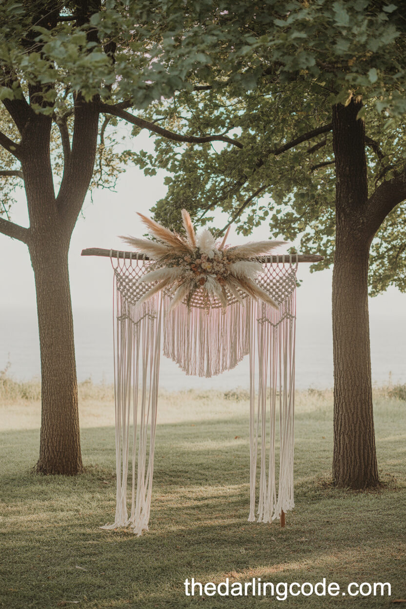 Bohemian Macramé Backdrop With Wildflowers
