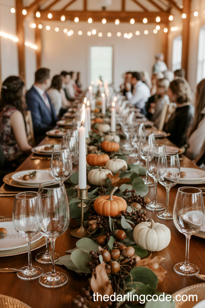 Rustic Barn Tables With Autumnal Garlands
