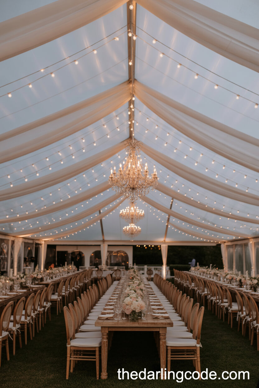 Fabric-Draped Tent Ceilings With Chandeliers