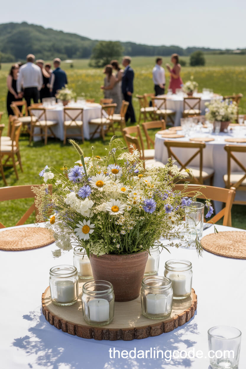 Rustic Wildflower Meadow Wedding Centerpiece