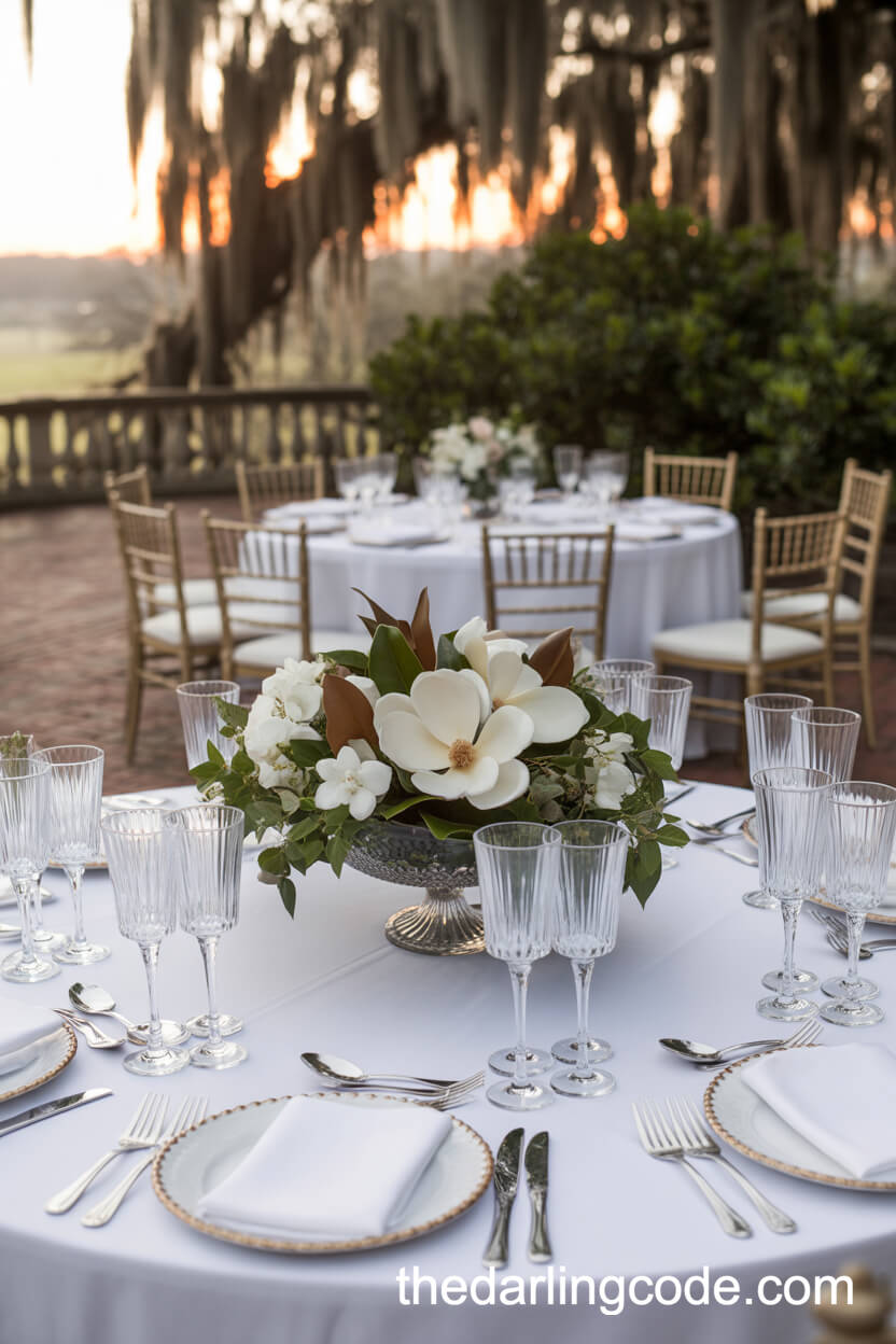 Magnolia And Ivy Southern Mansion Wedding Centerpiece
