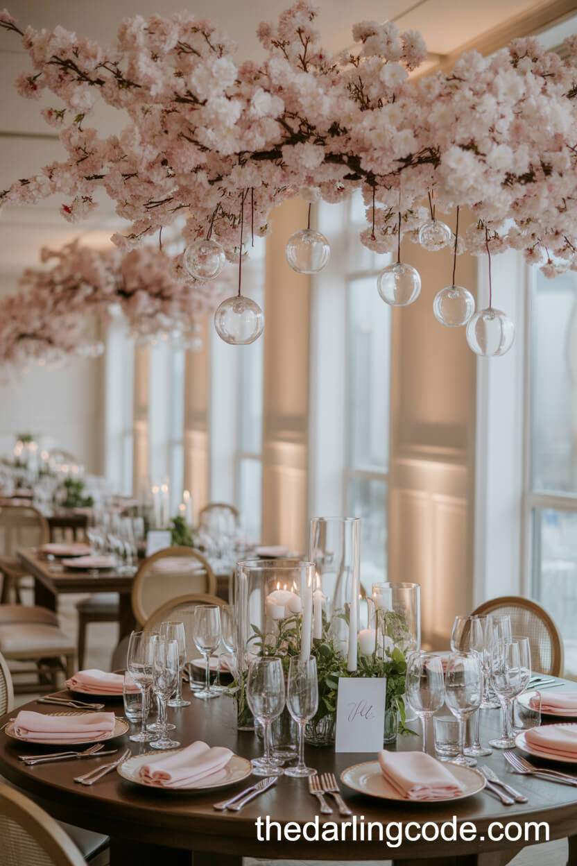 Faux Cherry Blossom Branch Spring Wedding Centerpiece